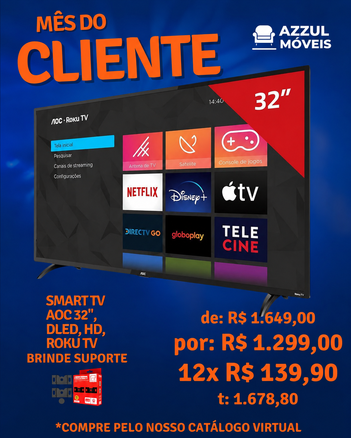 Smart Tv aoc 32, DLED,HD, Roku Tv